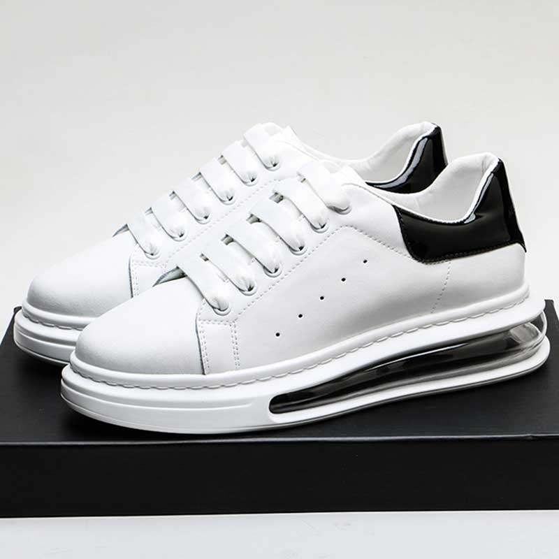 McQueen small white shoes men's genuine leather 2021 spring new thick-soled trendy all-match net red inner heightened casual sneakers