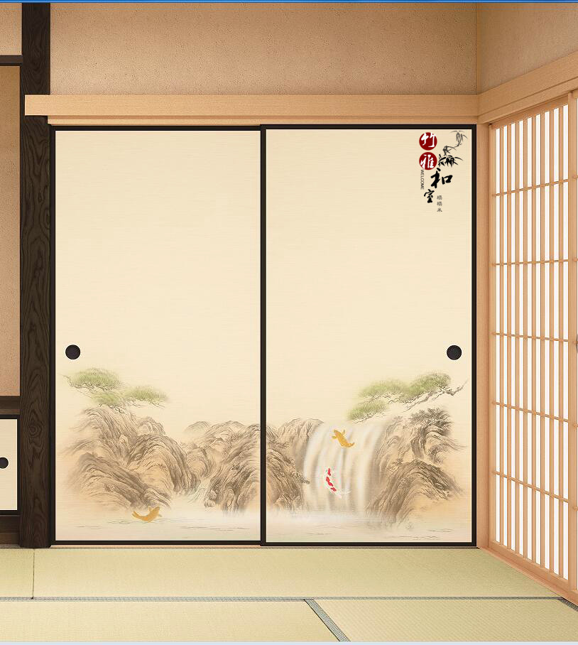 Bamboo and room Fushi Marchment paper Fausma paper landscape painting Japanese imported door paper tatami paper cabinet door paper 28 sets