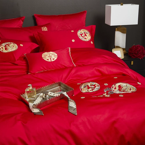 盛宇 Хлопковый комплект, с вышивкой, постельные принадлежности, 4 предмета, дракон и феникс