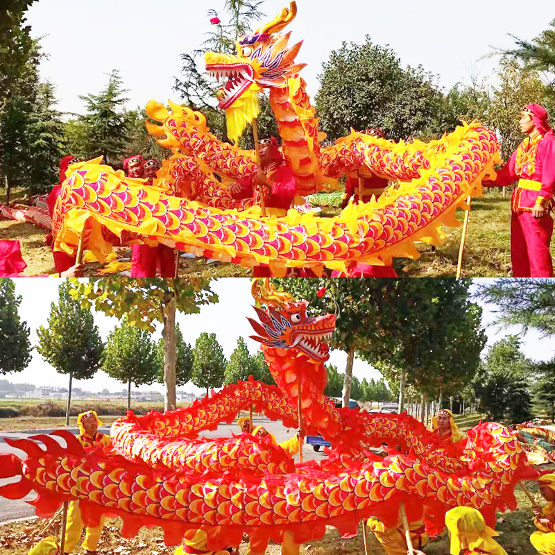 Dragon dance props dragon dance national standard dragon high-quality density silk cloth dragon steel wire dragon full dragon special price lion dance