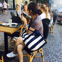 Korean Version Tide Striped single shoulder handheld minimalist Large capacity eco-friendly student shopping mommy waterproof luggage travel bag bag