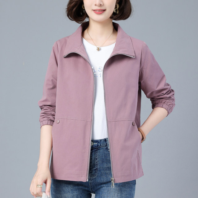 Cotton casual small coat spring new large size loose jacket jacket middle-aged mother spring and autumn short coat women