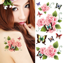 Tattoo sticker waterproof female lasting simulation sexy flower rose butterfly concealer scar flower arm chest clavicle Thorn