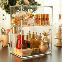 Acrylic storage box transparent with cover two layers of cosmetic display cabinet skin protection products dust-proof desktop finishing storage cabinet