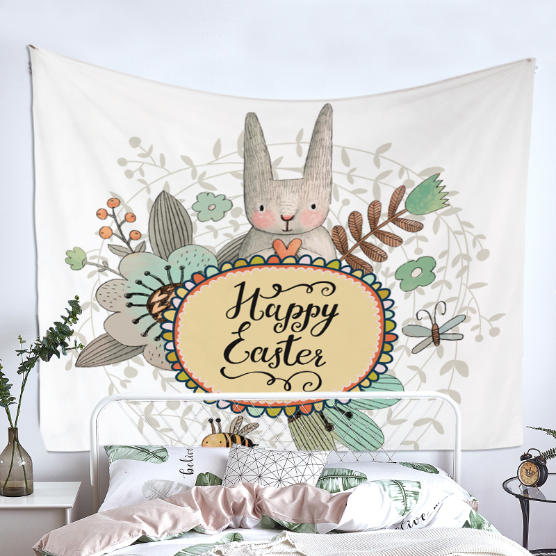 Net vải đỏ nền treo phim hoạt hình thỏ tường tấm thảm trang trí phòng ngủ đầu giường trang trí tường bao thảm treo đầu giường