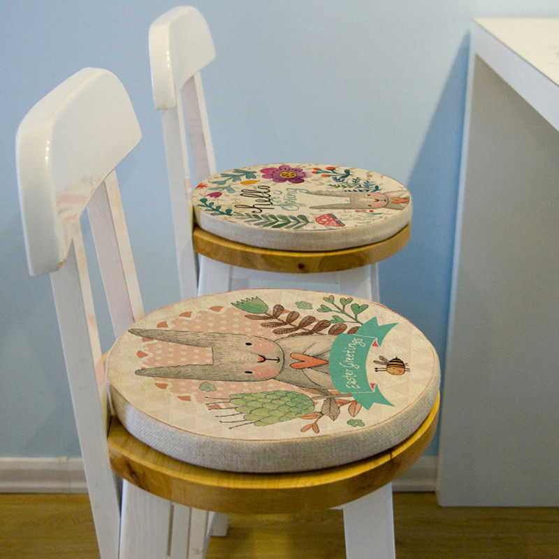 Floating Window Mat Rabbit Round 36cm Chair Cushion Creative Cartoon All Season Cute Tatami Cotton Linen Cushion