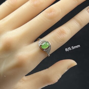 Natural jade fine jewelry myanmar jade jade spicy green cabochon ring with buckle 925 silver gift