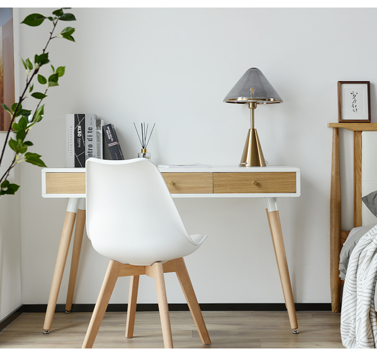 Bàn học gỗ rắn Bắc Âu với ngăn kéo bàn máy tính phòng ngủ đơn giản hiện đại sáng tạo bàn trắng - Bàn bàn tròn nhỏ