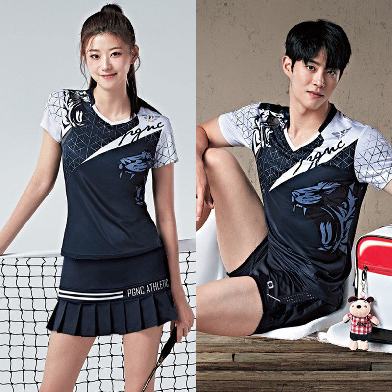 New badminton suit suit men's and women's summer short-sleeved quick-drying sports running tennis suit jersey custom printing