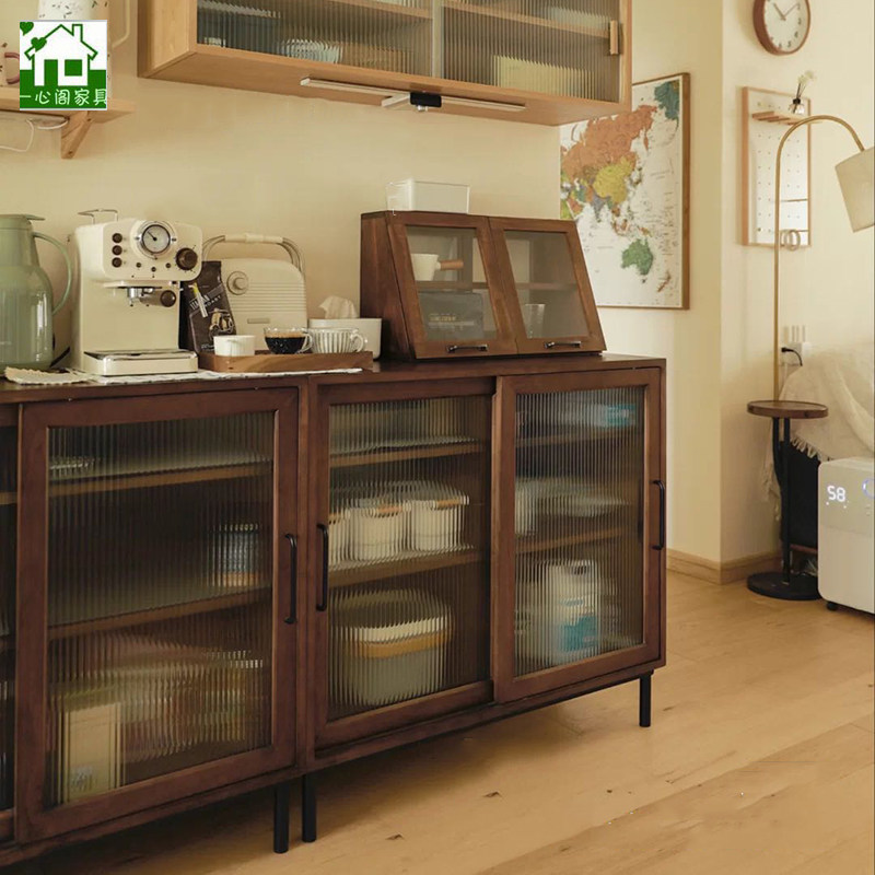 Japanese-style minimalist window cabinet dining cabinet multi-functional glass display cabinet floor-to-ceiling bookcase living room combination cabinet storage cabinet