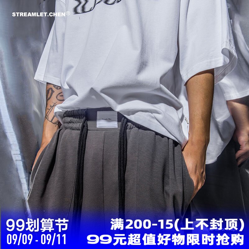 STREAMLET CHEN: castual SHORTS multi-pants rope decoration hanging feeling solid color CASUAL sports SHORTS