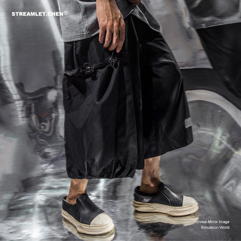 STREAMLET CHEN:FUNCTION PANTS detachable cashier bag loose casual 50% pants
