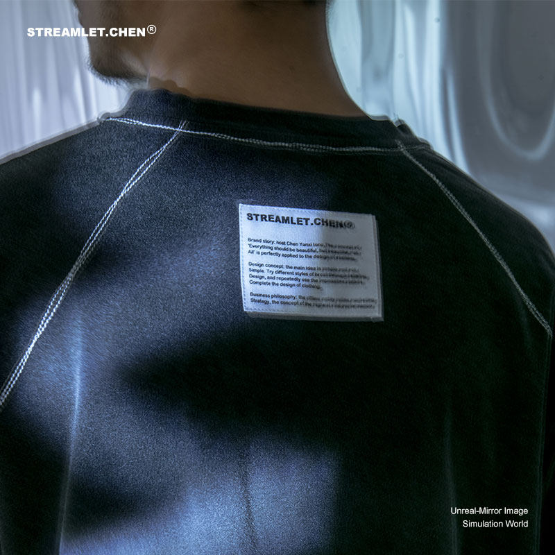 STREAMLET CHENER: RETRO TEE Anti-mirror full body embroidery washed with old loose short sleeve T-shirt