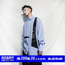 STR:Anatomy Shirt Un-Planing Structured Striped Shirt Concept Printed patchwork long sleeve Shirt