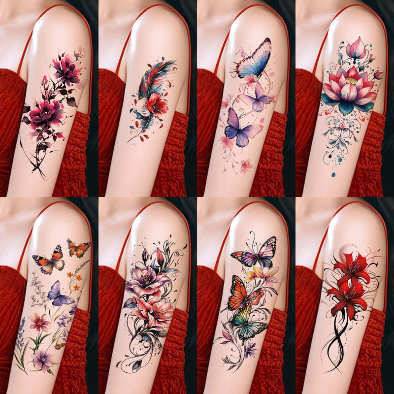 Sweet and Cool Style, High-End, Sexy, Colorful Tattoo Stickers, Waterproof, Retro, Beautiful, Plant, Flower, Floral, Temporary Body Art Sweet and Cool Style, High-End, Sexy, Colorful Tattoo Stickers, Waterproof, Retro, Beautiful, Plant, Flower, Floral, Temporary Body Art