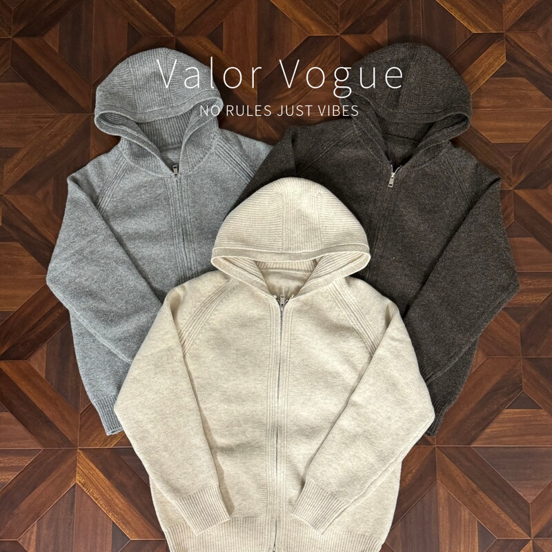 Valor Vogue 2026 Autumn New Trendy American Casual Hooded Zipper Design Sweater Cardigan for Men