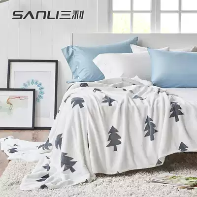 Sanli flannel thickened blanket Summer single dormitory student coral velvet blanket Warm bed single double nap blanket