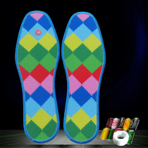 Special thread cross-stitch insole self-embroidery printing with thick thread pure cotton cloth mens anti-odor womens sweat-absorbent summer thin insole
