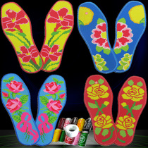Mens and women cross stitch insole cotton embroidery handmade shoe cushion with needle thread rose thickened sweat-absorbing and deodorant semi-finished products