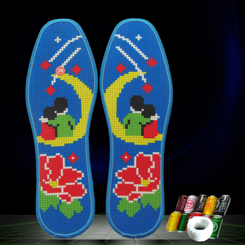Insoles Cross embroidered full cotton cloth hand embroidered herself Show thickened yourself embroidered pure cotton not falling out of color 2020 new