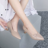 Нюдовые летние туфли на высоком каблуке на высоком каблуке для кожаной обуви для матери, из натуральной кожи