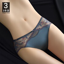 Lace Briefs Lady Pure Cotton Stalls Antibacterial Summer Thin style Fancy Fashion Sexy hip mid-waist No-mark Triangle pants