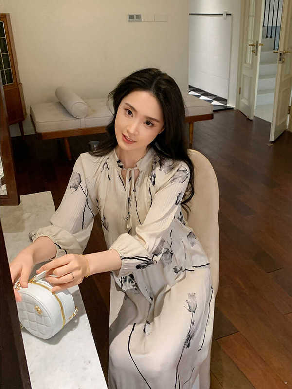 Maternity Wear 2026 Spring and Summer New Style Ink Print Chinese Style Loose Mid-Length Dress That Can Be Worn after Childbirth
