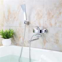 Wenjie Nordic all-copper hot and cold double-hung wall bathtub faucet shower set cylinder side faucet floor bathtub