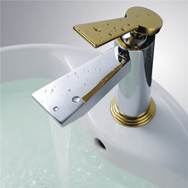 Wenjie Nordic all copper hot and cold basin faucet water saving black and white single hole faucet table upper and lower wash basin faucet