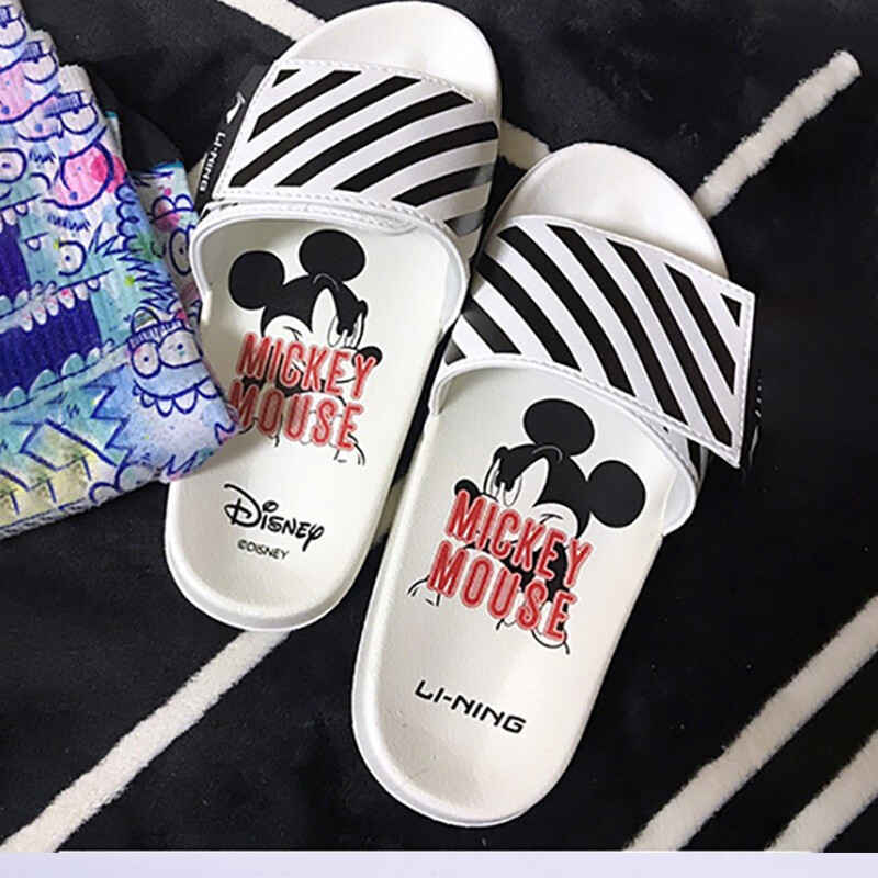 Li Ning Mickey Slippers Men's Shoes Disney Collaboration Model Summer New Lightweight Velcro Trendy Outdoor Beach Shoes Li Ning Mickey Slippers Men's Shoes Disney Collaboration Model Summer New Lightweight Velcro Trendy Outdoor Beach Shoes