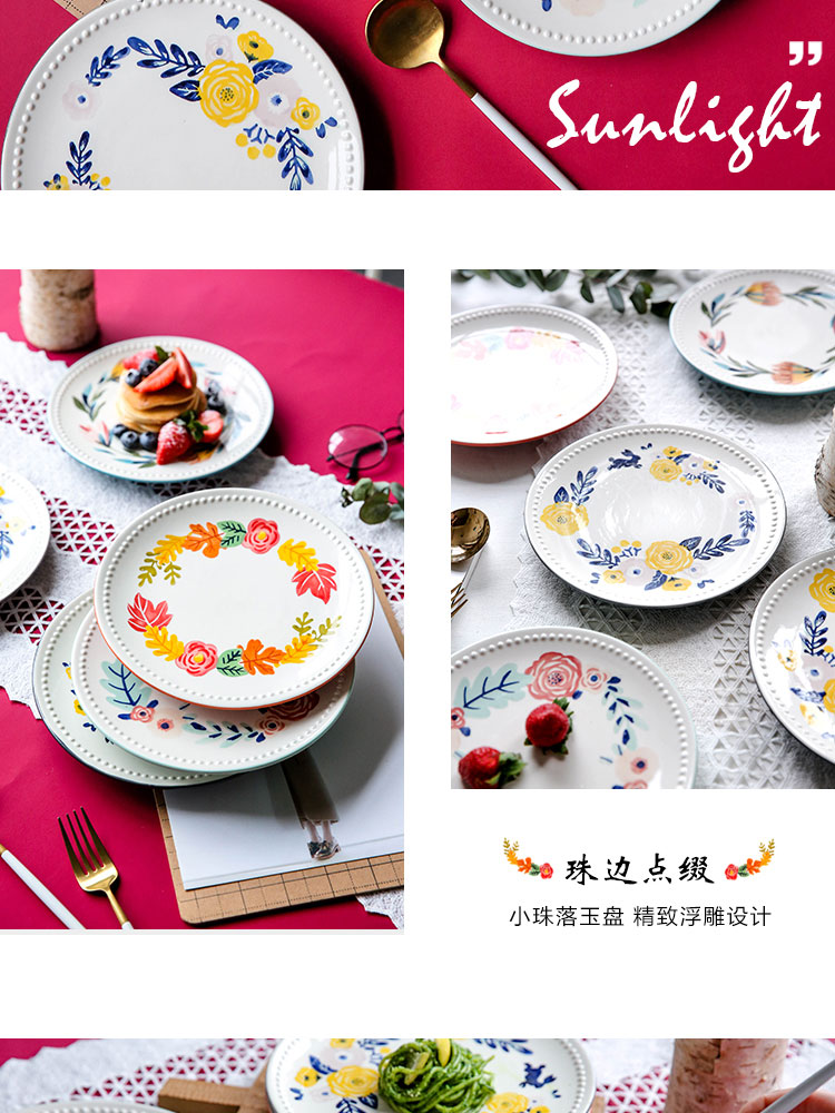 Chuan four seasons in a Japanese hand - made ceramic tableware bowl dish dish dish creative household steak dinner plate breakfast tray