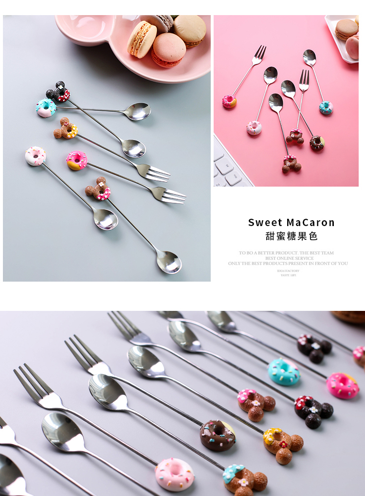 Sichuan island house express cartoon stainless steel ice cream run home fruit fork spoon coffee children tableware spoons