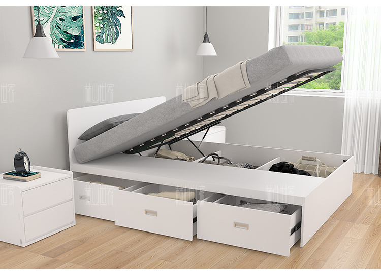 giường hiện đại đơn vị lưu trữ hộp ngăn kéo đơn giản giường không khí 1,5 mét xả áp lực xương kết hợp một chiếc giường nhỏ 1,8 m - Giường giường liền tủ