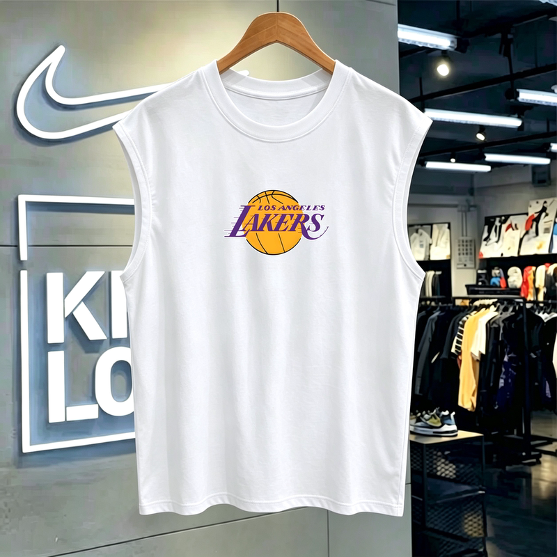 Trendy Brand Collaboration | 100% Pure Cotton | Heavyweight Sports Casual Tank Top Fitness Los Angeles Lakers Sleeveless T-Shirt Trendy Brand Collaboration | 100% Pure Cotton | Heavyweight Sports Casual Tank Top Fitness Los Angeles Lakers Sleeveless T-Shirt