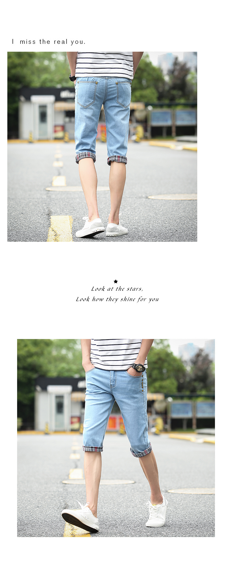 Mùa hè cắt quần short nam mùa hè denim 7 điểm quần thanh niên Slim Hàn Quốc phiên bản của bàn chân nhỏ của người đàn ông quần mỏng quần áo nam hàng hiệu