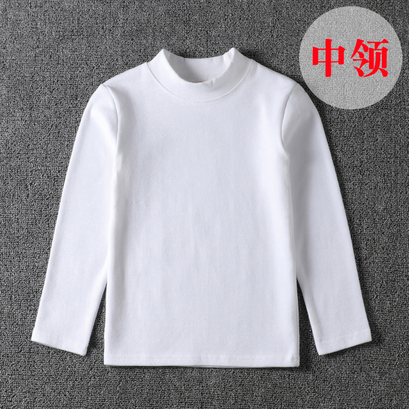 Chàng trai nhấn áo đáy trẻ em cao cổ mùa thu / mùa đông dài tay quần áo t-shirt ấm quần áo cô gái mùa thu trong trẻ em lớn đồ lót.