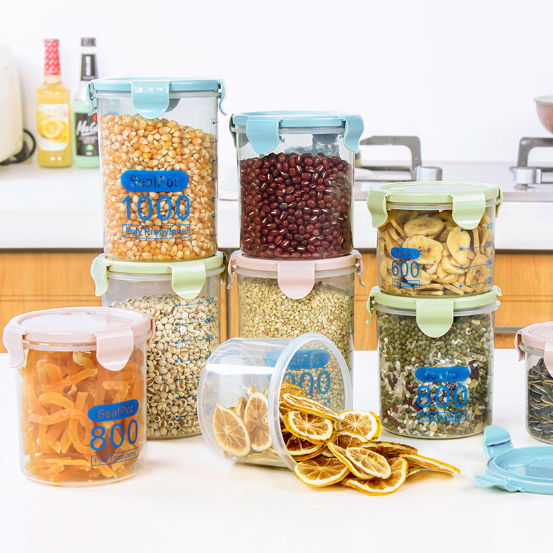 Transparent plastic sealed tank Milk Powder Tank Food Jars Kitchen Five Cereals Candy Kitchen Containing Box Storage Tank
