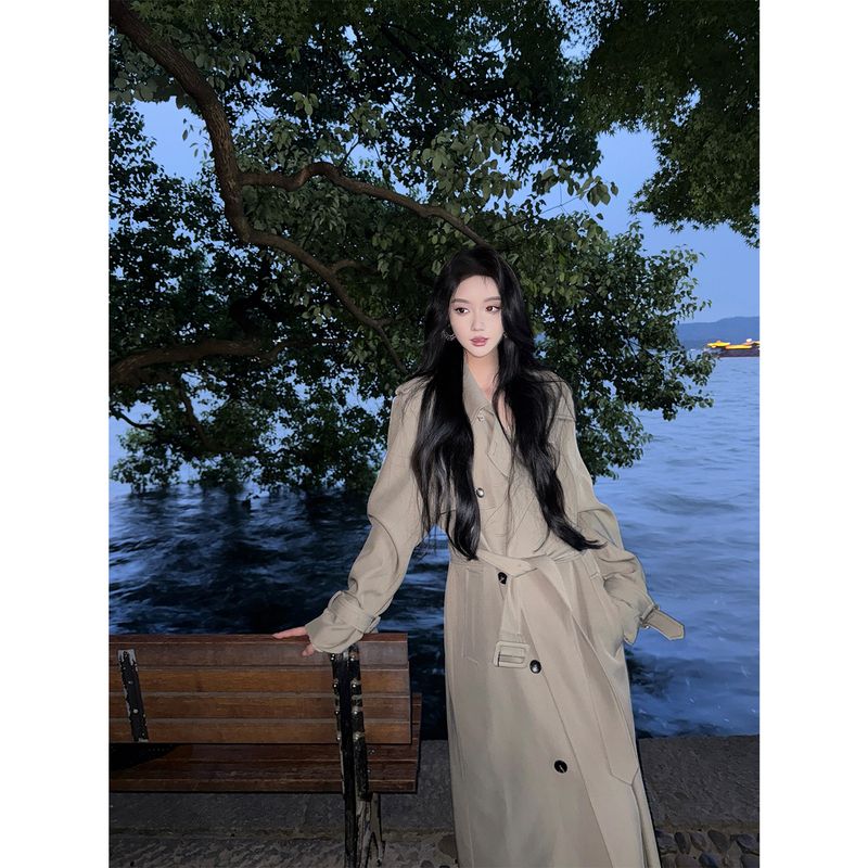 Youwei Early Autumn Stylish Trench Coat for Women 2026 New Autumn Mid-Length Gray Coat Youwei Early Autumn Stylish Trench Coat for Women 2026 New Autumn Mid-Length Gray Coat