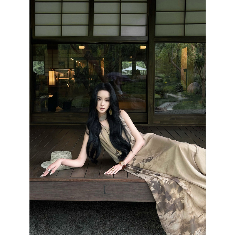 Youwei2026 Is a Very Beautiful Dress for Women, New Summer Style, New Chinese Style, Sleeveless V-Neck Tank Dress, Long Dress Youwei2026 Is a Very Beautiful Dress for Women, New Summer Style, New Chinese Style, Sleeveless V-Neck Tank Dress, Long Dress