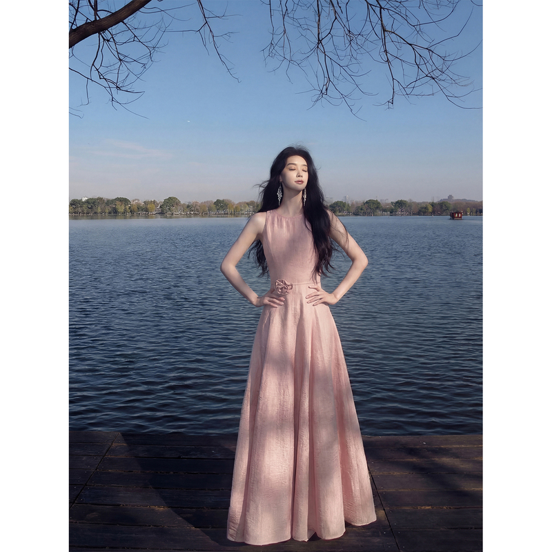 Youwei Early Spring Beautiful Dress for Women 2026 New Pink Sleeveless Tank Dress Elegant Long Dress Youwei Early Spring Beautiful Dress for Women 2026 New Pink Sleeveless Tank Dress Elegant Long Dress