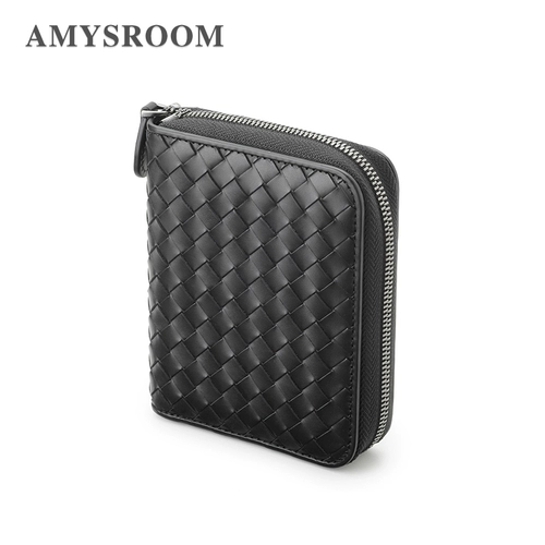 Мужской вместительный и большой ультратонкий картхолдер, изысканные плетеные карточки для водительских прав, из натуральной кожи