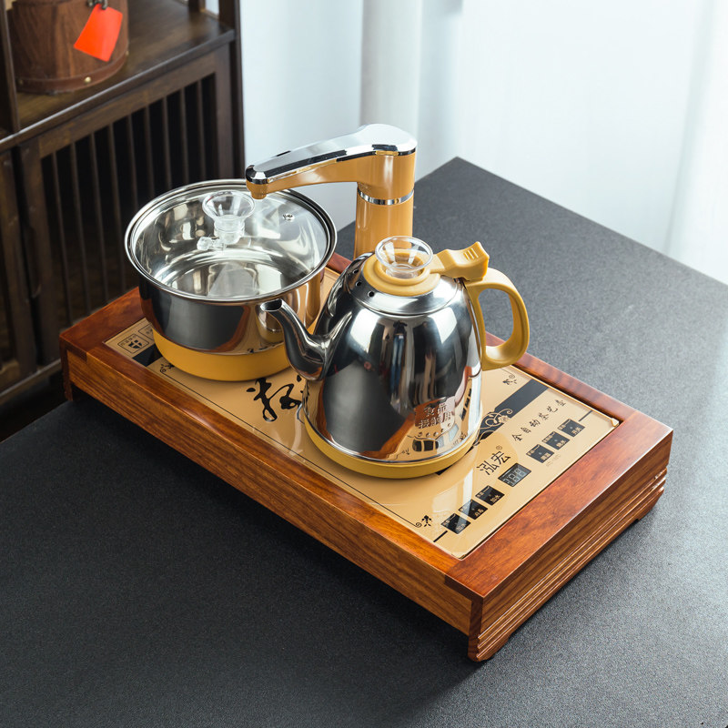 Tea table kettle embedded tea oven frame Flower wood tea plate tea table fully automatic kettle cabinet