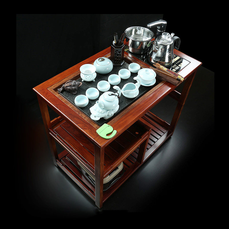 Mobile tea car solid wood small tea table with wheel tea table tea car cabinet tea set tea tray Chinese household