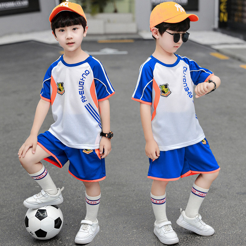 Children's football clothes suit boys Summer children's clothing Primary students training to wear jerseys quick dry short sleeve sports Two suits