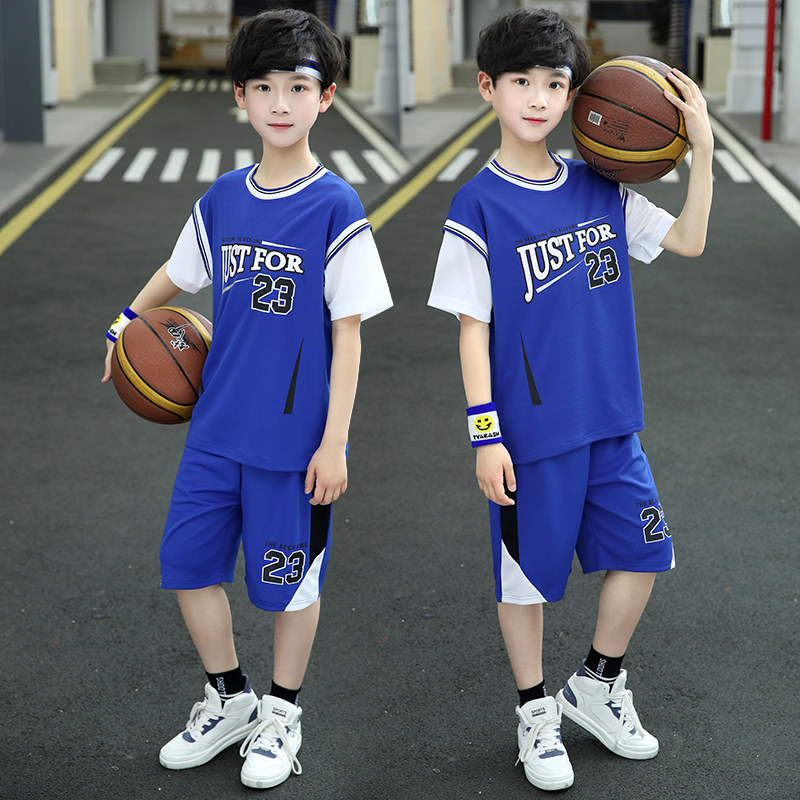 Boy Short Basketball Suit Suit CUHK Child Cuff Speed Dry Clothing Two Sets Boys Sports Training Suit Children Breathable Tide
