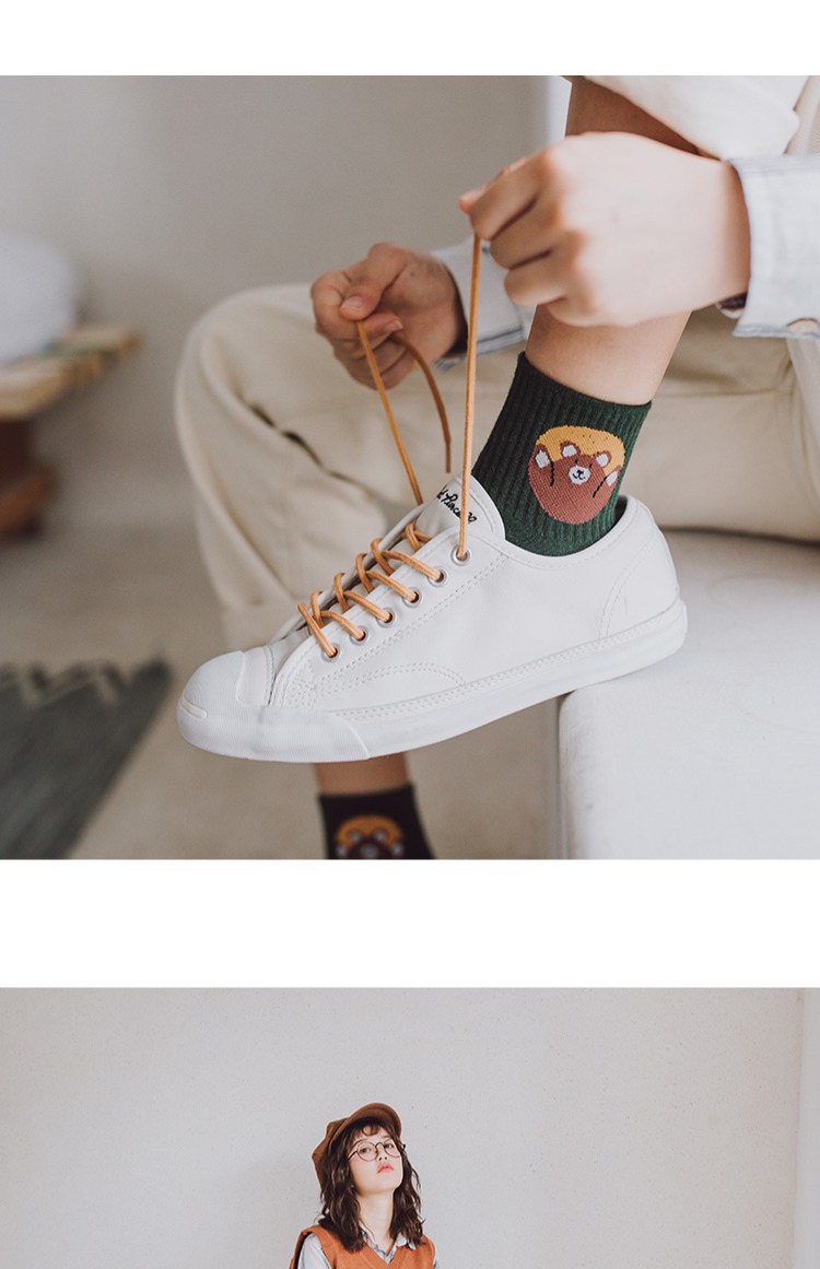 Ba đôi vớ cotton hoạt hình Nhật Bản nữ phiên bản Hàn Quốc của vớ ống mùa thu bảy ngày vớ tất dễ thương cô gái vớ - Bít tất nữ vớ trắng