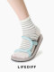Simple Sports Striped White Summer Short Socks, Seamless Low-Cut Thin Cotton Socks for Women, Spring and Summer Style, Sweat-Absorbent