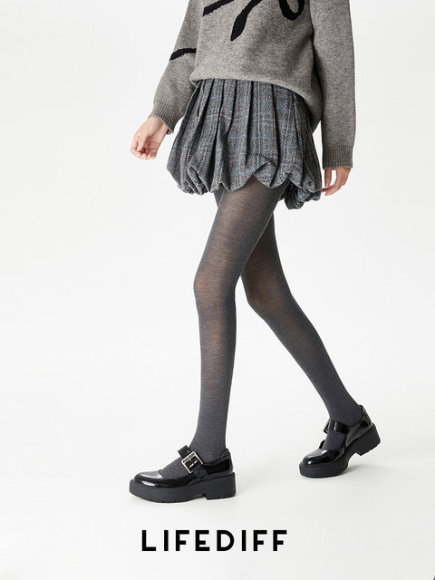 Micro-Pressure Leggings for Women with Wool, Heat-Retaining, Suitable for Spring, Autumn, and Winter, Dark Gray, Slimming, Can Be Worn as Outerwear, Tights, Semi-Sheer