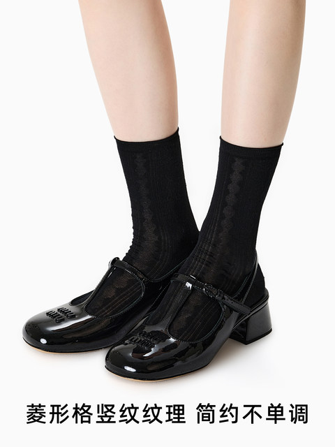 White Socks for Women, Hollow Mesh Breathable Mid-Calf Socks, Seamless Summer Solid Color Slouch Socks, Thin Spring and Summer Long Socks