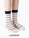 Long Socks, Mid-Calf Socks, Cotton Socks, Double-Needle Seamless, Spring and Summer Color-Blocked Stripes, Spring and Autumn Style, Sweat-Absorbent, Breathable, Trendy Socks for Women